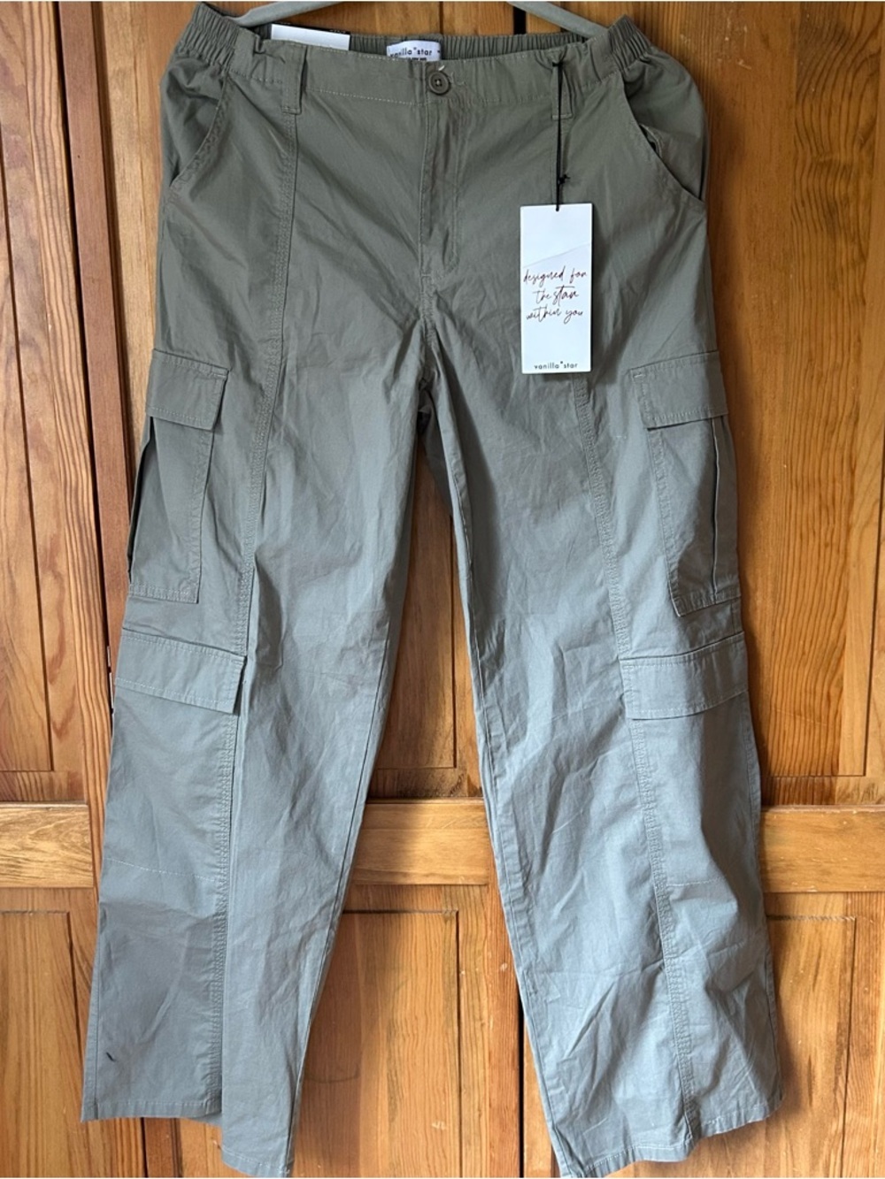 Vanilla Star Olive Green Cargo Pants with Utility Pockets